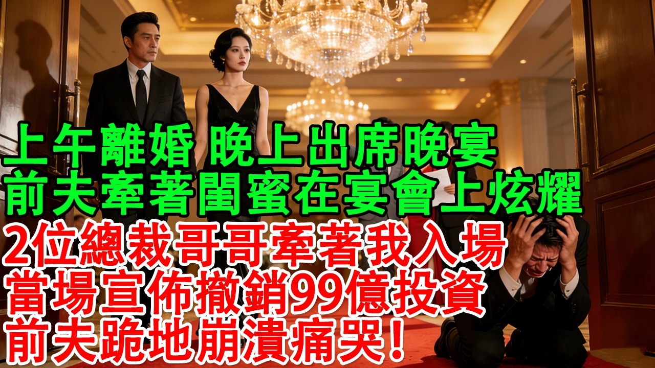 【完結爽文】上午離婚 晚上出席晚宴，前夫牽著閨蜜在宴會上炫耀，2位總裁哥哥牽著我入場，當場宣佈撤銷99億投資，前夫當場破產，跪地崩潰痛哭#婆媳 #情感故事 #為人處世 #故事 #家庭倫理 #老年生活