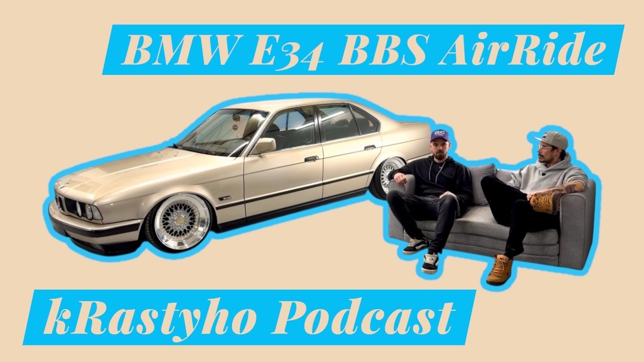 Nejniž&scaron;&iacute; BMW E34 v Česku? AirRide, BBS a detaily od StoryWerks | kRastyho Podcast