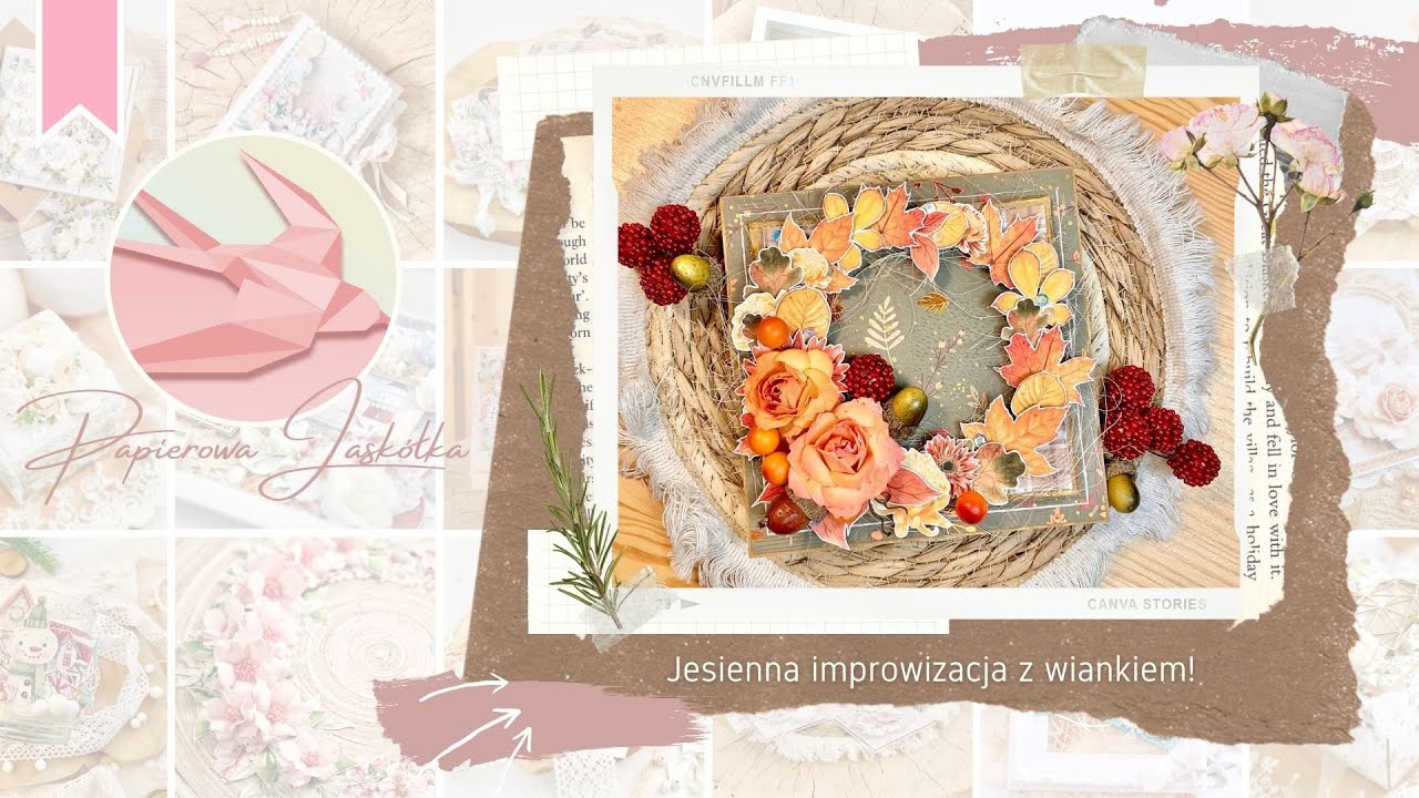 Jak zrobić jesienny wianek na kartce? Improwizacja z papierami z Action | Scrapbooking DIY tutorial
