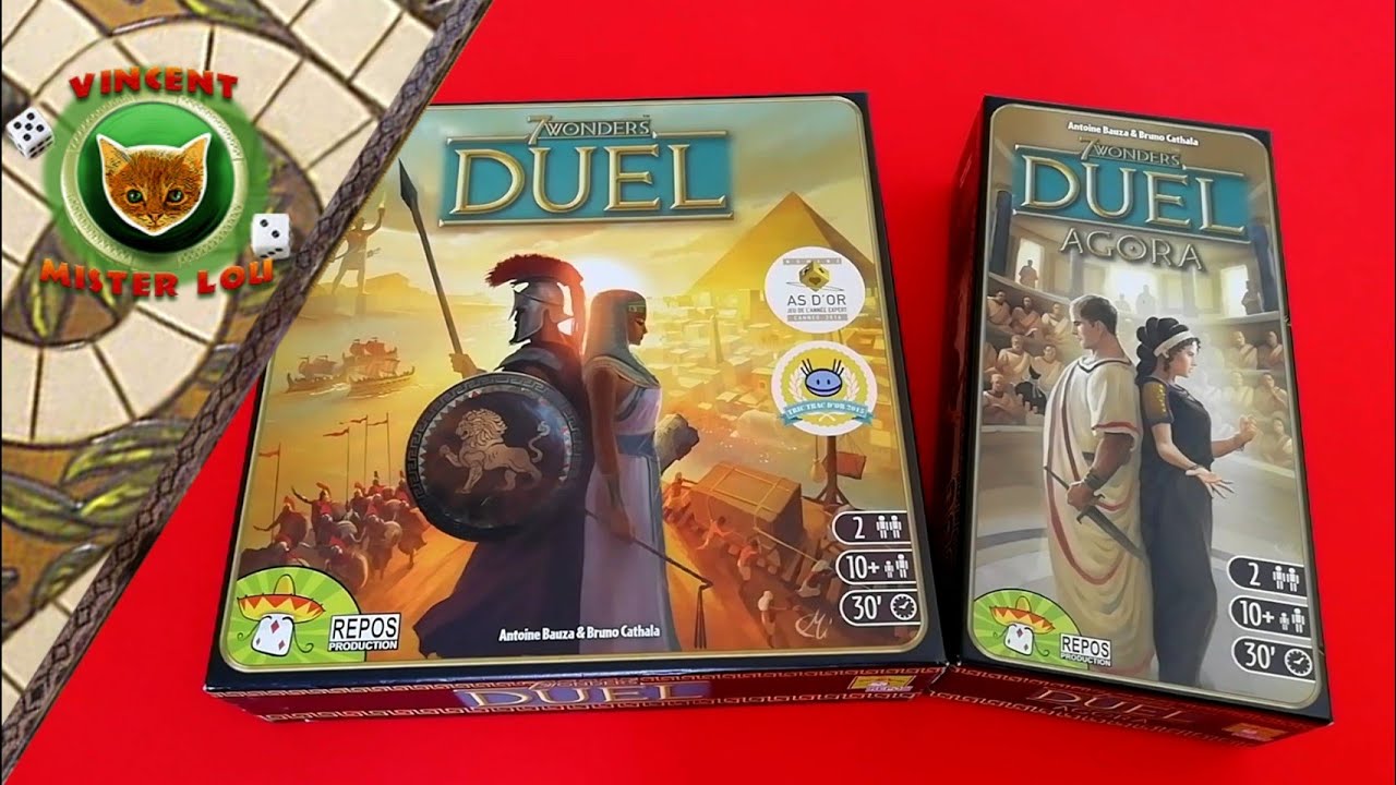 Une partie de 7 Wonders Duel + Agora (2 joueurs)