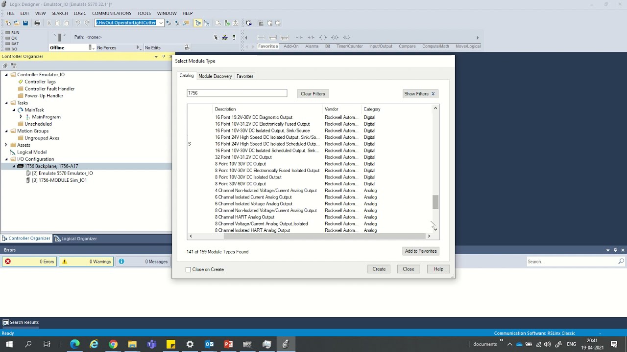 How to Add Simulation IO modules in Studio 5000 Emulator V 32 Part 1