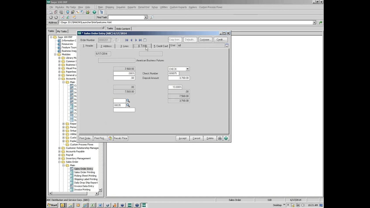 Sage 100 ERP: Customer Deposits and Prepays