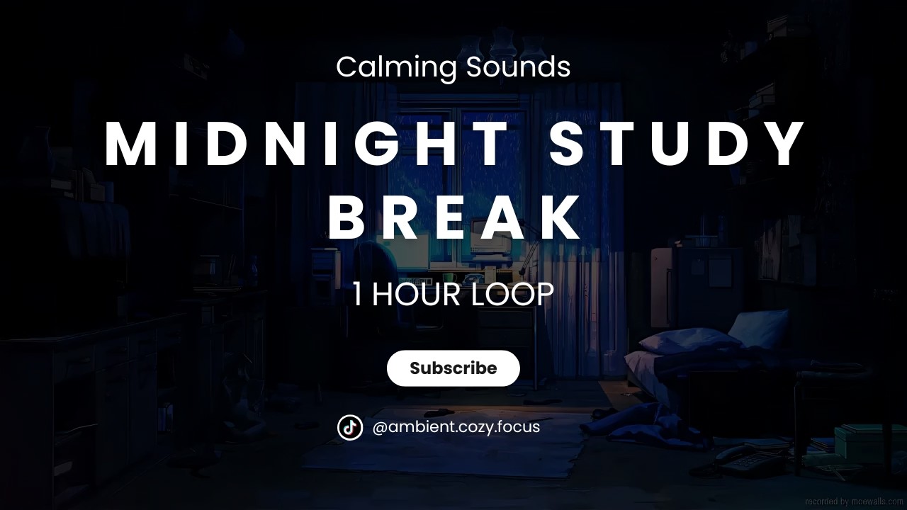 Midnight Study Break | Rain Sounds | Soothing Lofi Visuals | 1 Hour Loop