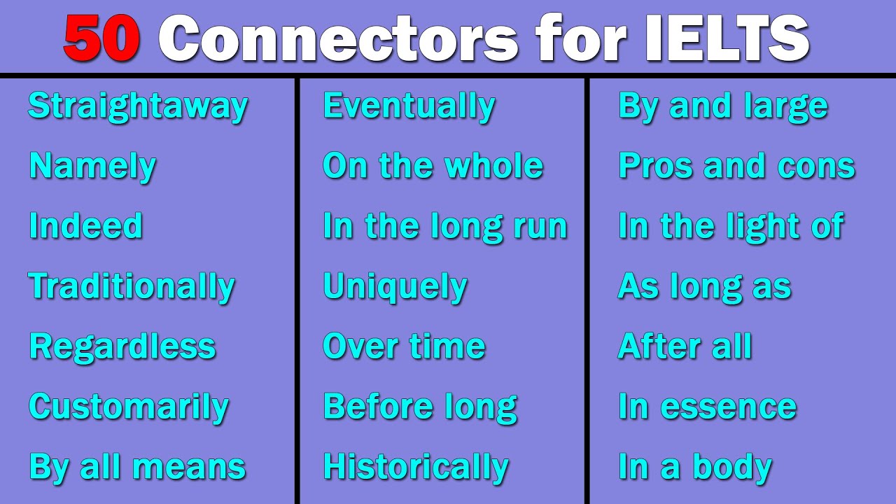 50 Most Commonly Used Connectors in IELTS Writing Task 2
