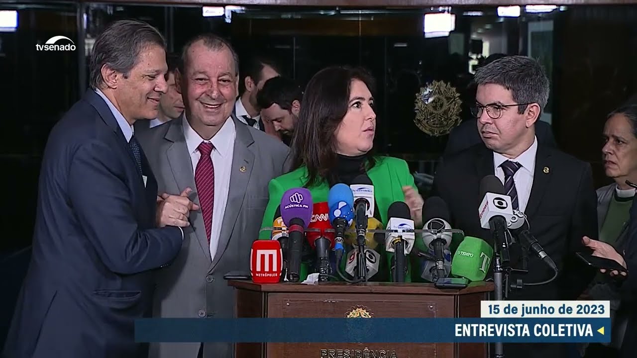 Haddad, Tebet e senador Omar Aziz falam sobre novo arcabouço fiscal – 15/06/23