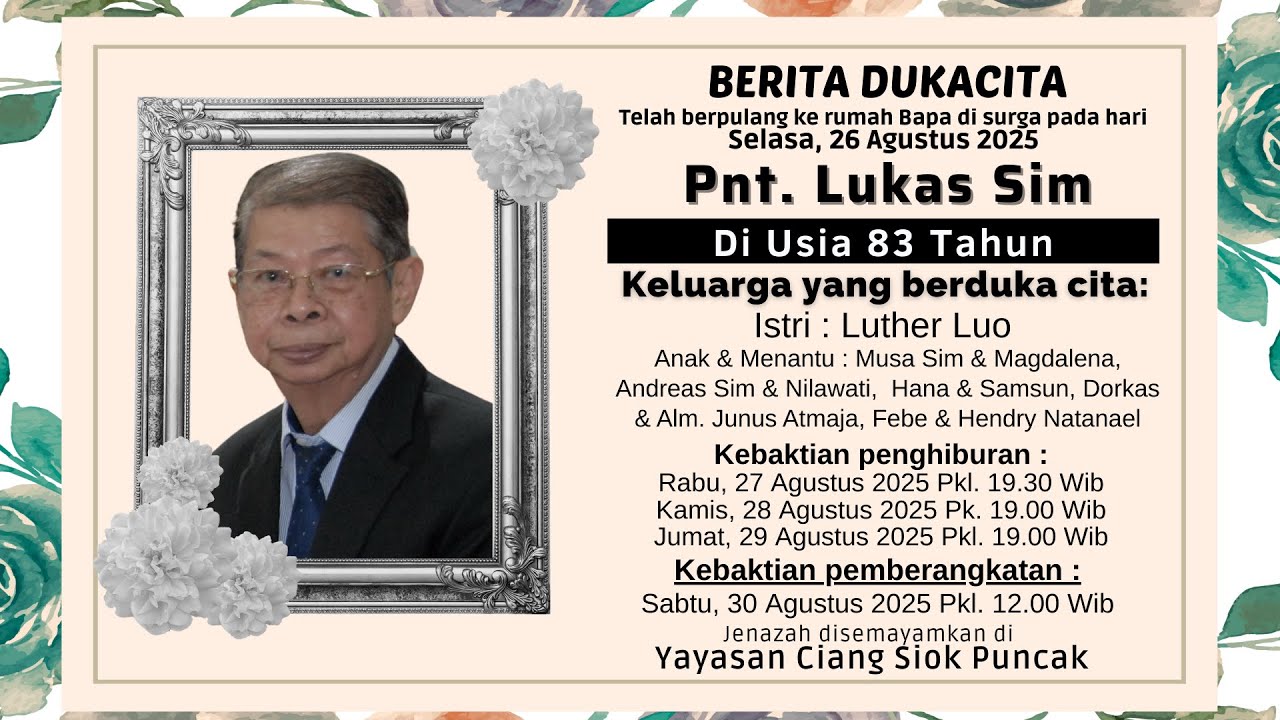 Kebaktian Penghiburan Pnt.Lukas Sim, malam ke-4