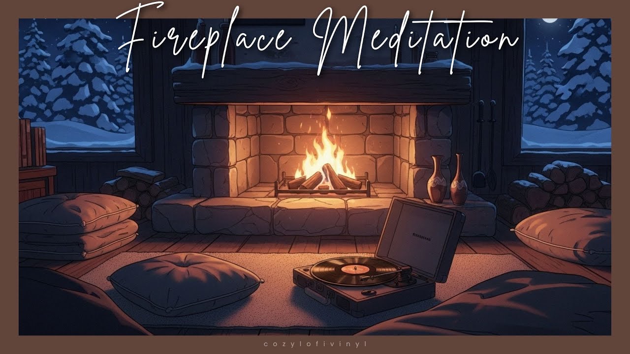 Slow winter evening fireplace ambience for sleep meditation and unwinding peacefully 🔥