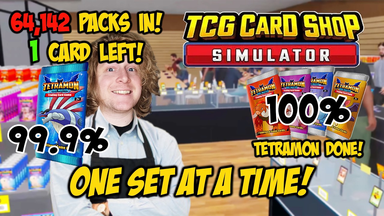 64k packs in, 1 card left! Master Set challenge on TCG Card Shop Sim, we're up to Destiny!