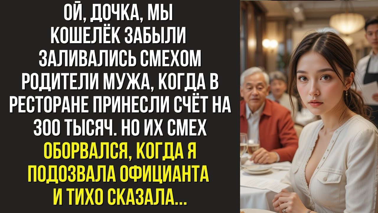 Ой, дочка, мы кошелёк забыли заливались смехом родители мужа, когда в ресторане принесли счёт