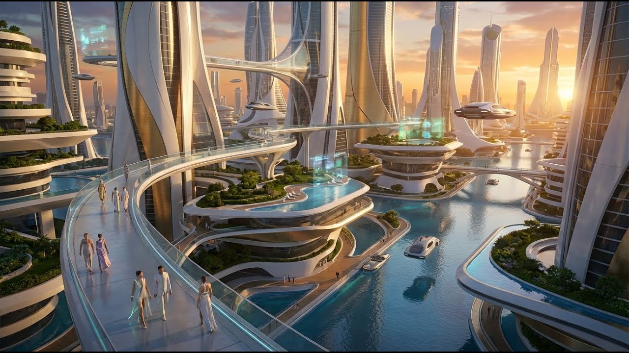 Life in Ultimate Utopian Megacity 2150 | Ultra Luxury AI City 4K