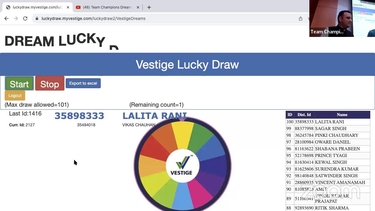 Team Champions Dream Lucky Draw - Live