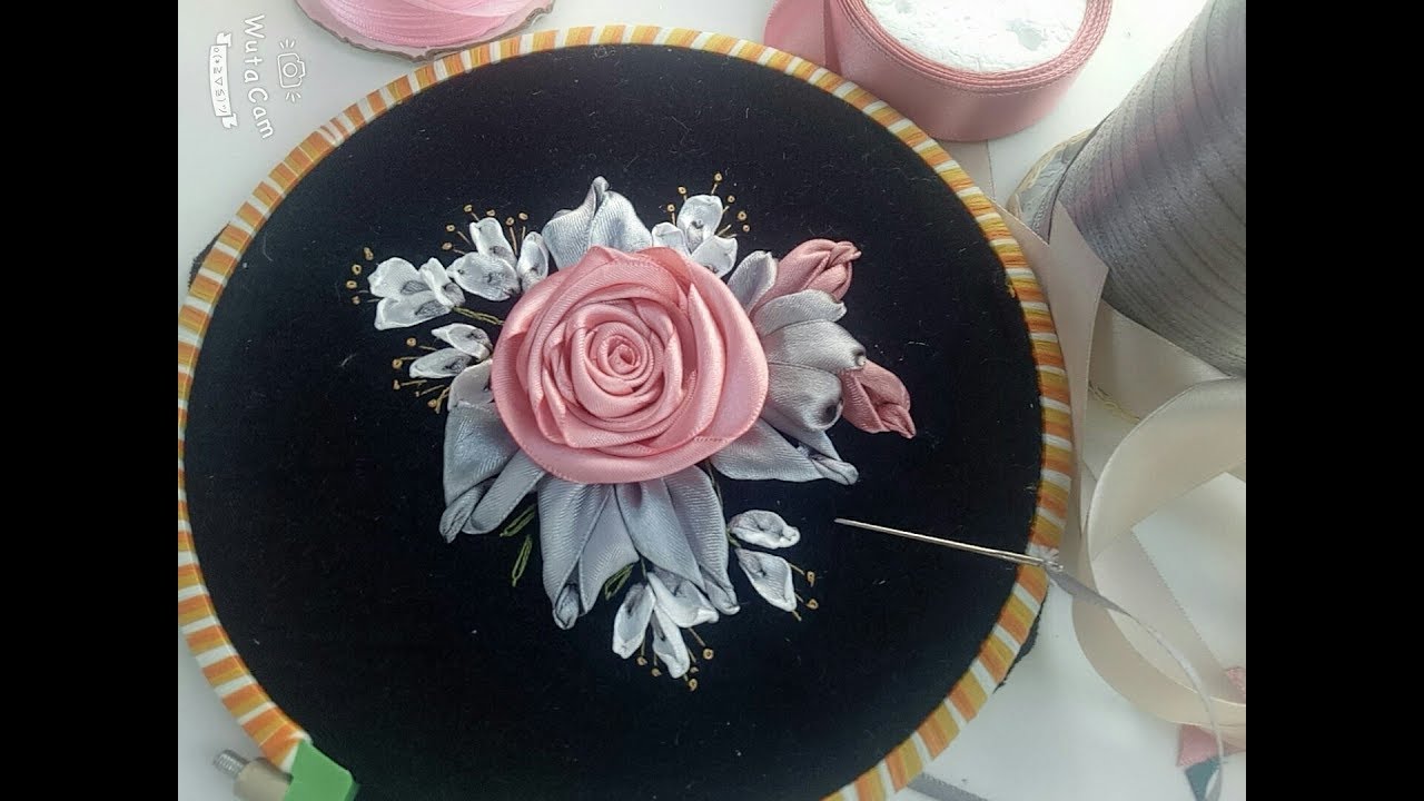 310-Ribbon embroidery /Hướng dẫn thêu ruy băng hoa hồng
