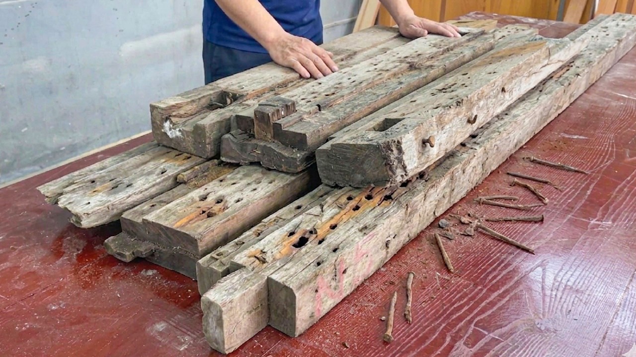 The Skillful Hands Of A Master Carpenter Transform Old Wood Into An Exquisite Table |  Woodworking