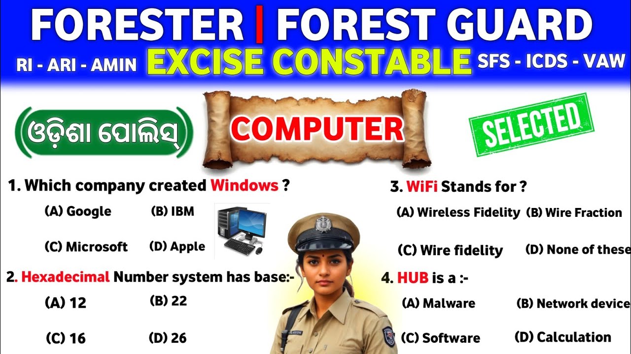 Odisha Excise Constable & Forester/Forest Guard GK Questions And Answers Selected MCQ 