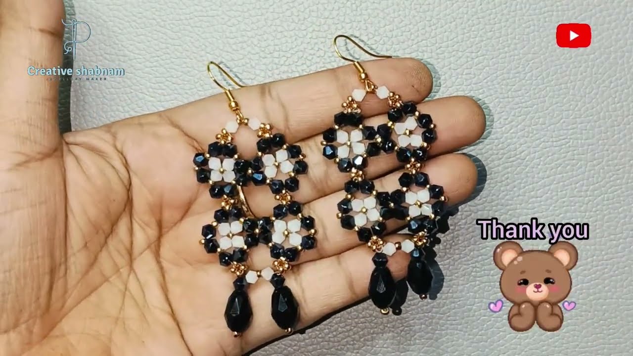 beaded earrings for new year party: DIY easy crystal beads earrings: diy earring