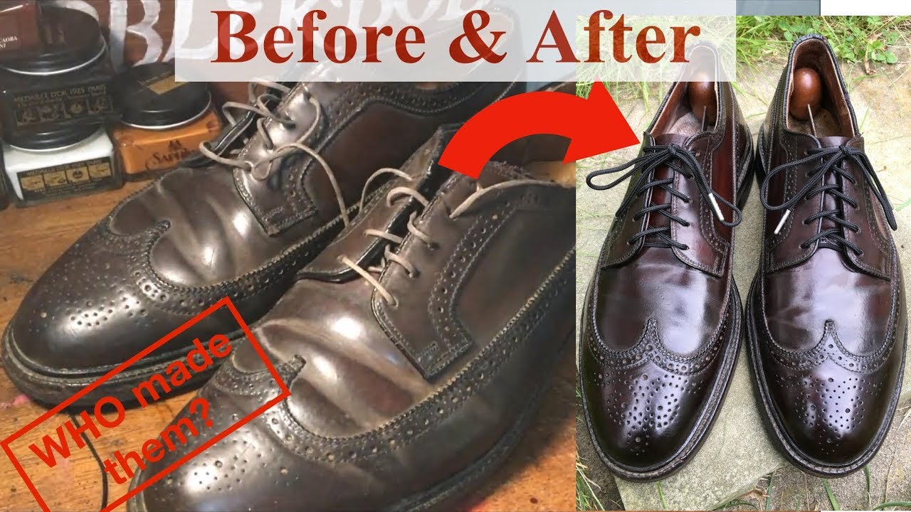 Mystery Shell Cordovan Long Wing Blucher До и После