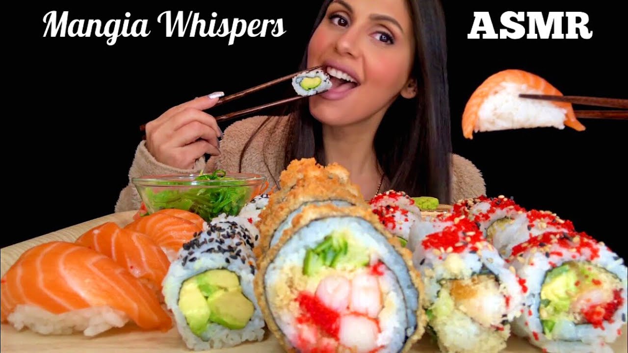 ASMR | EATING SUSHI + WAKAME! MUKBANG (WHIPSER) | MANGIA WHISPERS 먹방