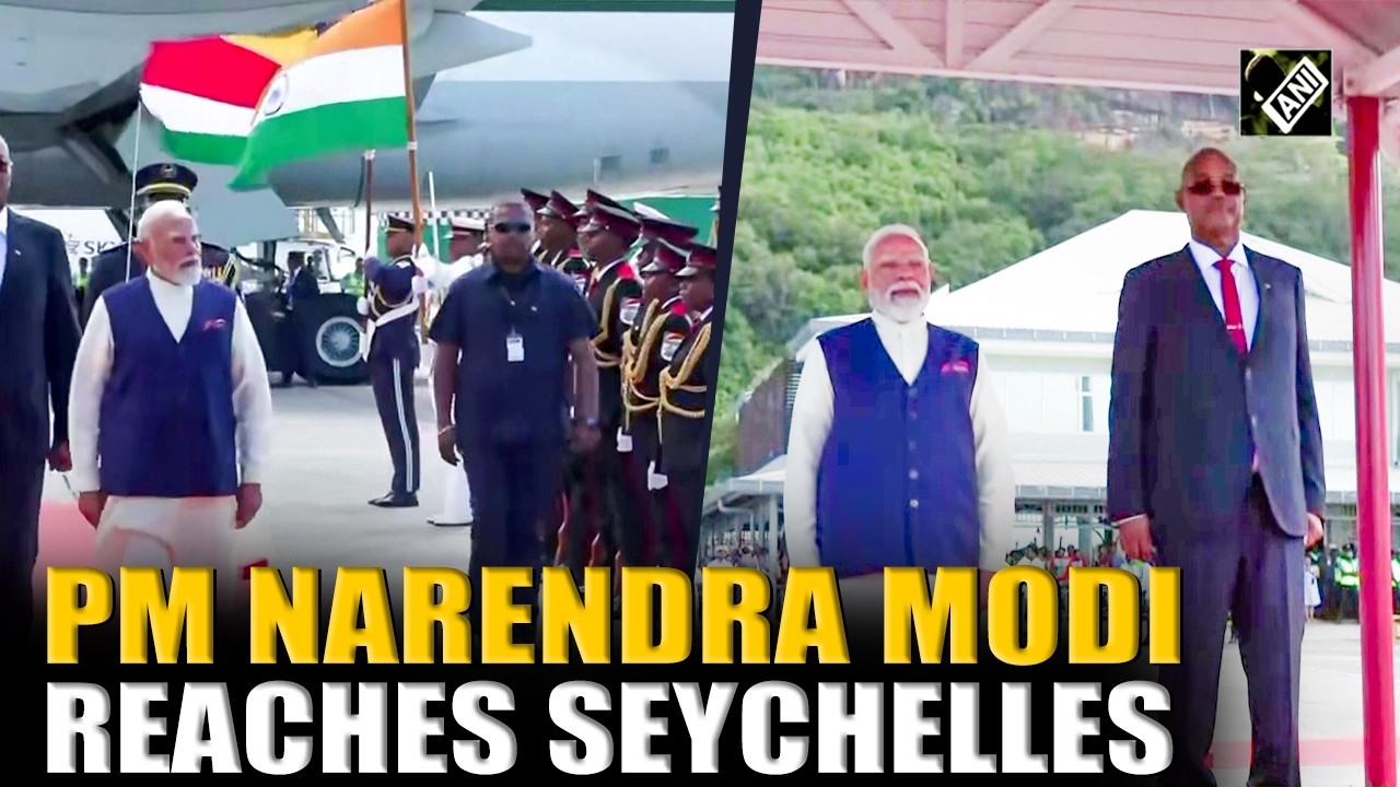 PM Narendra Modi lands in Seychelles; President Herminie leads warm welcome ceremony