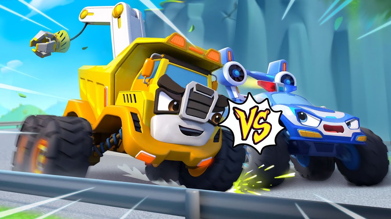 Construction Truck VS Police Truck | Nursery Rhymes & Kids Songs | BabyBus - Cars World