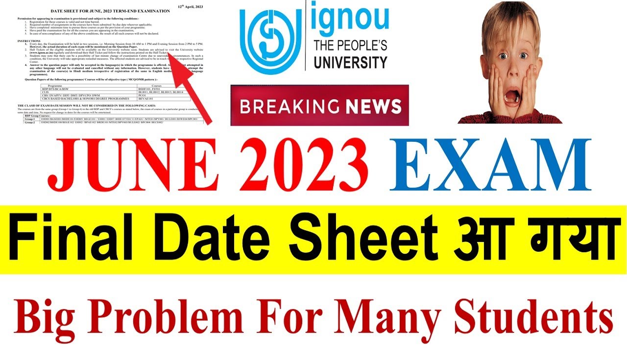 😲{Breaking News } IGNOU Final Date Sheet Released For June 2023 Exam | Big problem For Many Students