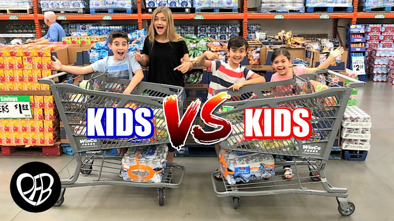 Kids GROCERY Shopping CHALLENGE | Kids Shop with Me for Winco Foods Grocery Haul *who wins?*