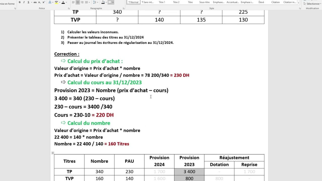 TP TVP et créances clients