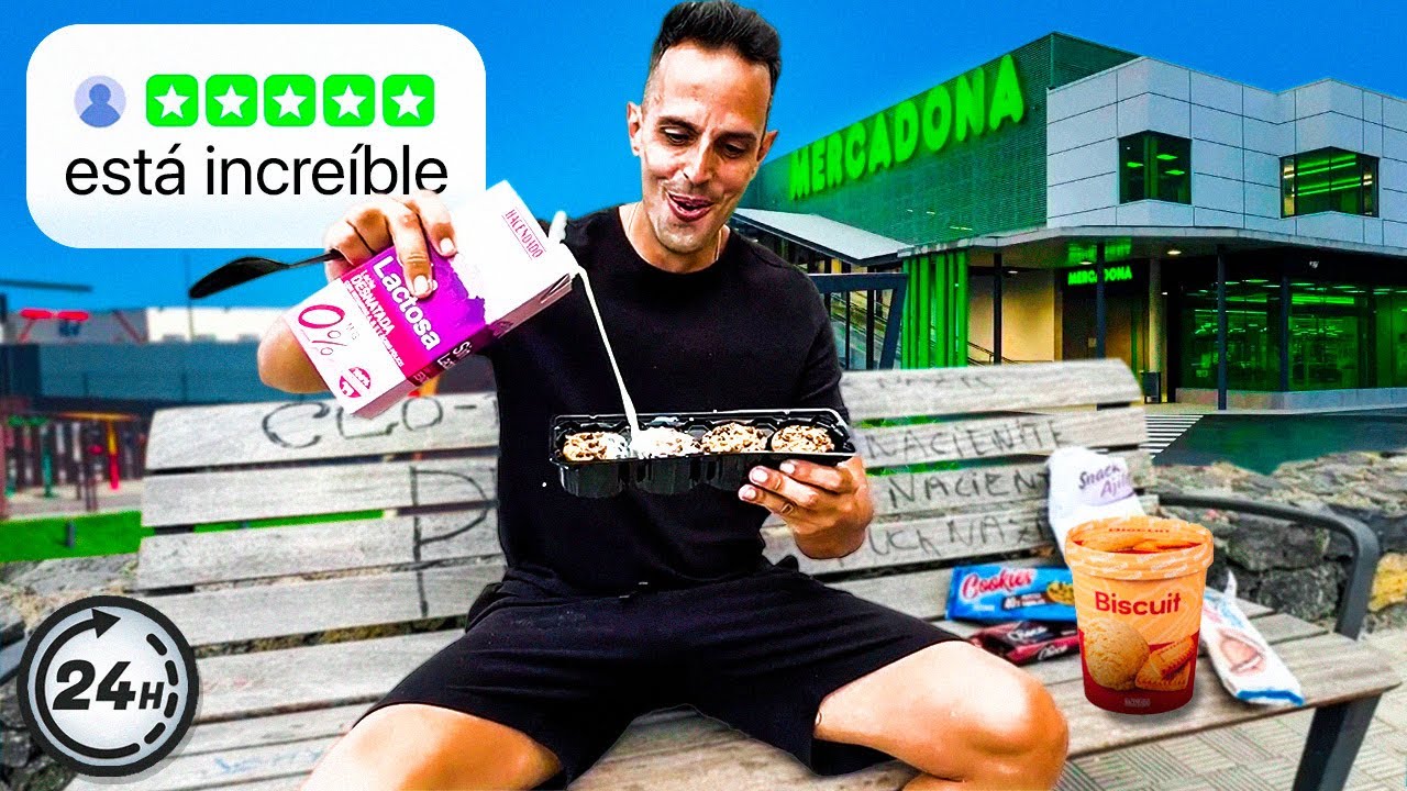 24H COMIENDO EN MERCADONA *ruleta de cosas buenas 😍 y cosas malas 🤢* | EstoEsRuyman