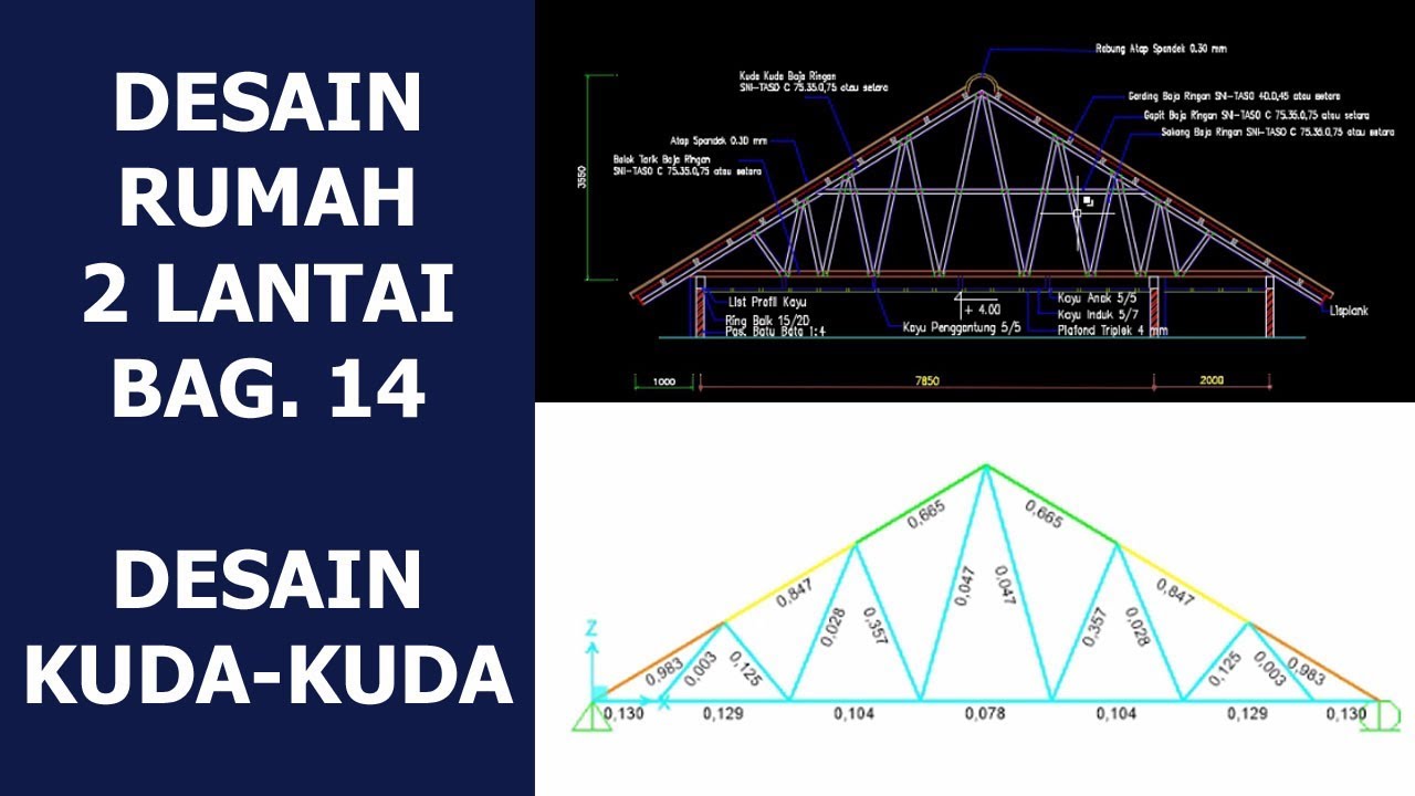 Desain rumah 2 lantai Bag. 14 Perencanaan kuda kuda Baja Ringan dengan AutoCAD dan SAP2000