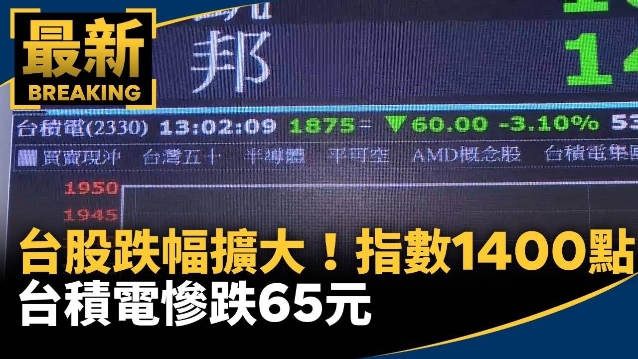 台股跌幅擴大！指數崩逾1400點　台積電慘跌65元｜#鏡新聞