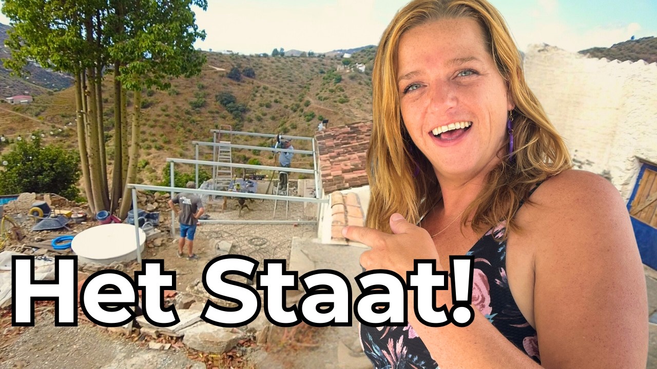  De eerste palen staan! | Nu zie je hoe groot het wordt |Tuinkamer bouwen Spanje 🇪🇸 Deel #3