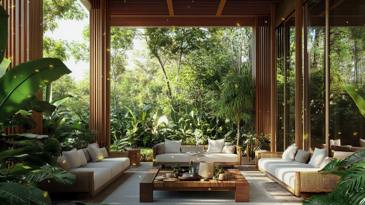 Lush Garden Café | Soft Guitar & Tranquil Nature Sounds