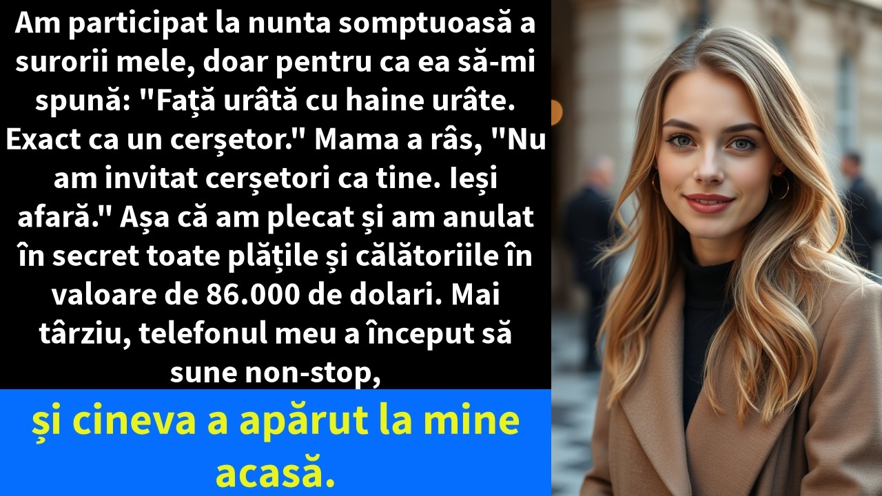 Am participat la nunta somptuoasă a surorii mele, doar pentru ca ea să-mi spună: