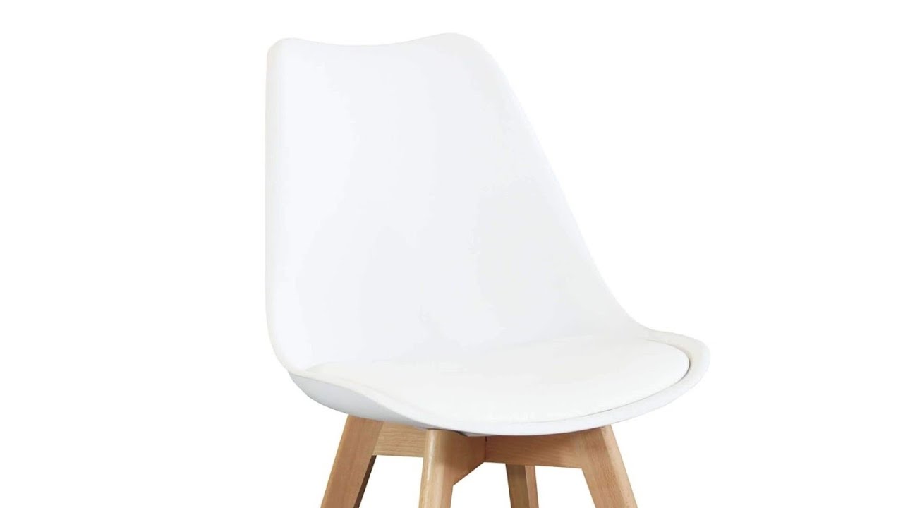 Sedia Moderna di Design Imbottita Bianca con Gambe in Legno per Sala da Pranzo Cucina Ufficio
