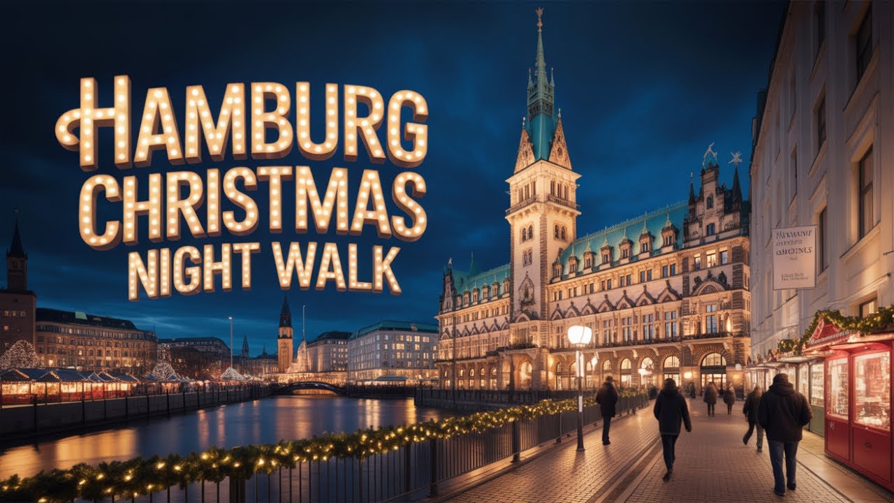 Hamburg Night Walk Christmas Lights 2025 I Rathaus & Mönckebergstraße | Walking Tour