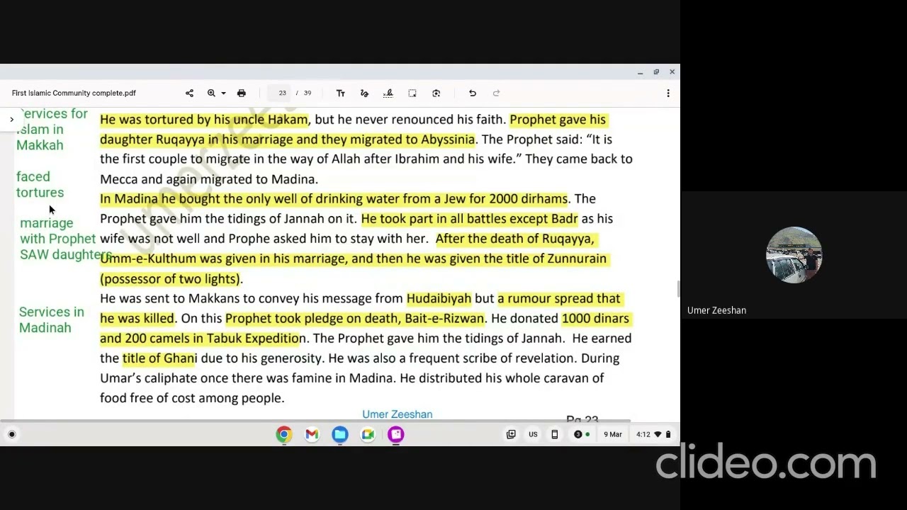 First Islamic Community part 2 Revision class 9 March 2026