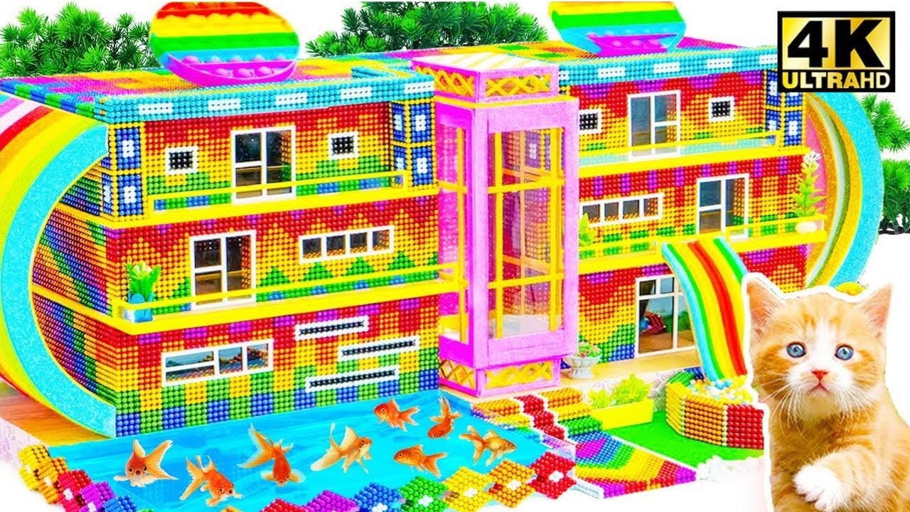 Build Millionaire House And Magic Kingdom In Fairy Tale Has HIGHEST Waterfall From Magnetic Balls