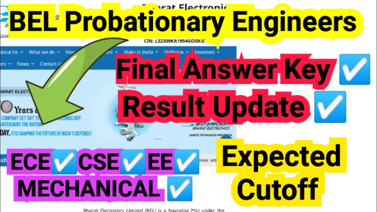 BEL Probationary Engineer 2025 👉  FINAL ANSWER KEY 👉 BEL PE EXPECTED CUTOFF 2025 📢 RESULT UPDATE ‼️