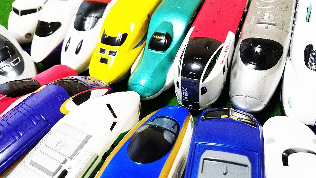 プラレール 20台の新幹線や電車が綱引きで競争! じこはおこるさ 一番強いのは誰だ? E7系かがやきやドクターイエロー、N700Aや成田エクスプレスが出場! hifumitoy