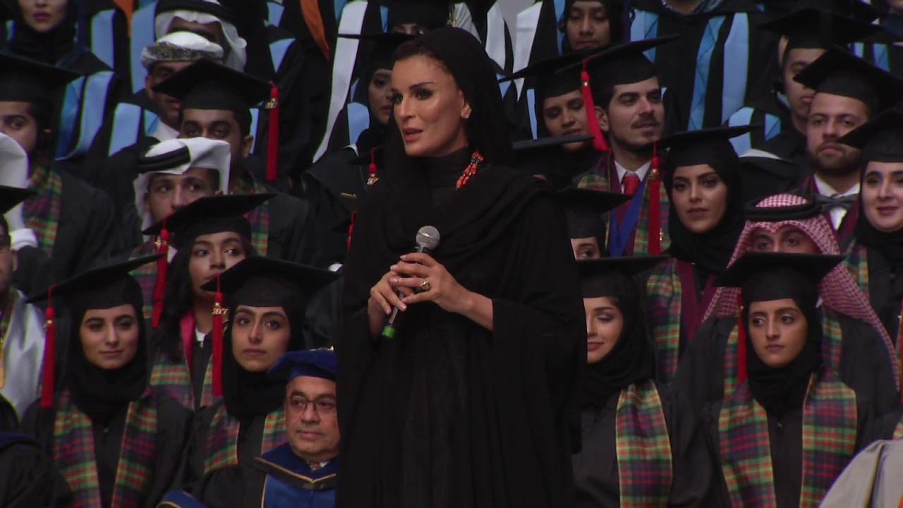 Her Highness Sheikha Moza bint Nasser announcing AKHLAQUNA award