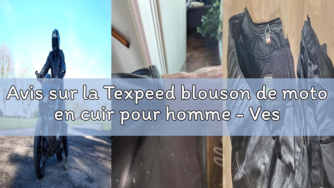 Avis sur la Texpeed blouson de moto en cuir pour homme - Veste de moto de tourisme avec protection b