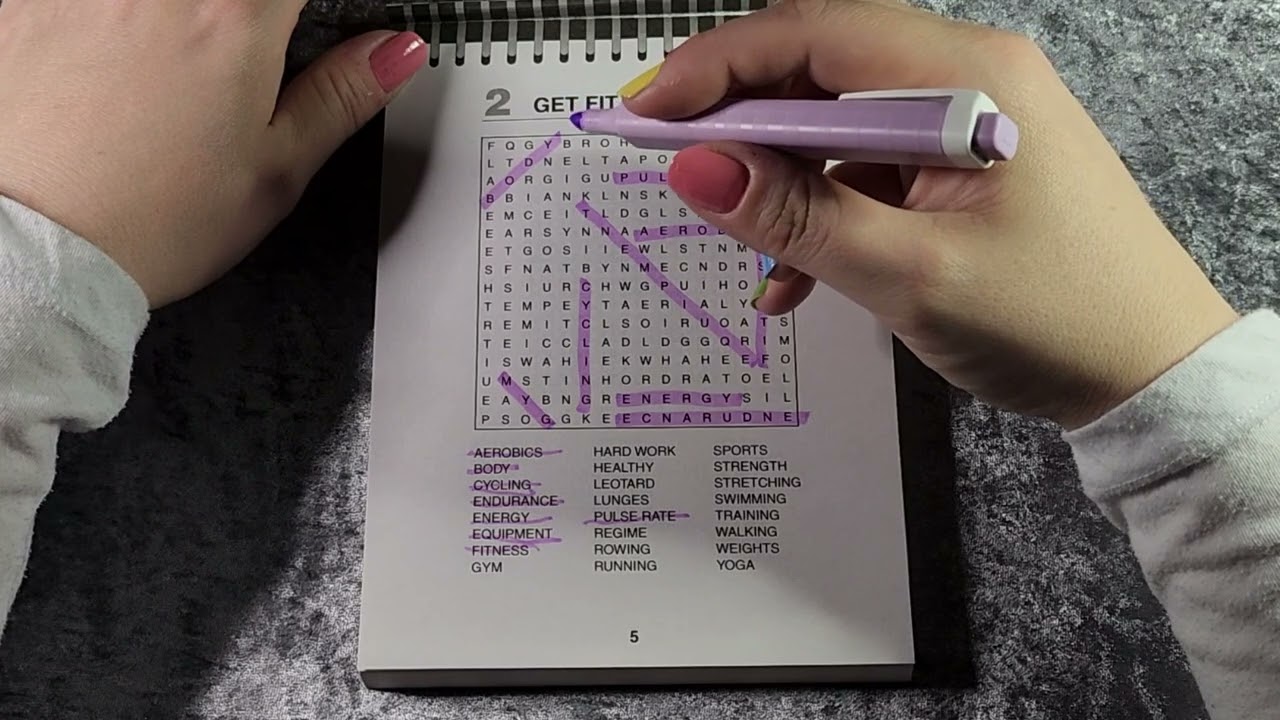 Wordsearch puzzles with a highlighter | ASMR, no talking, calming, mindful