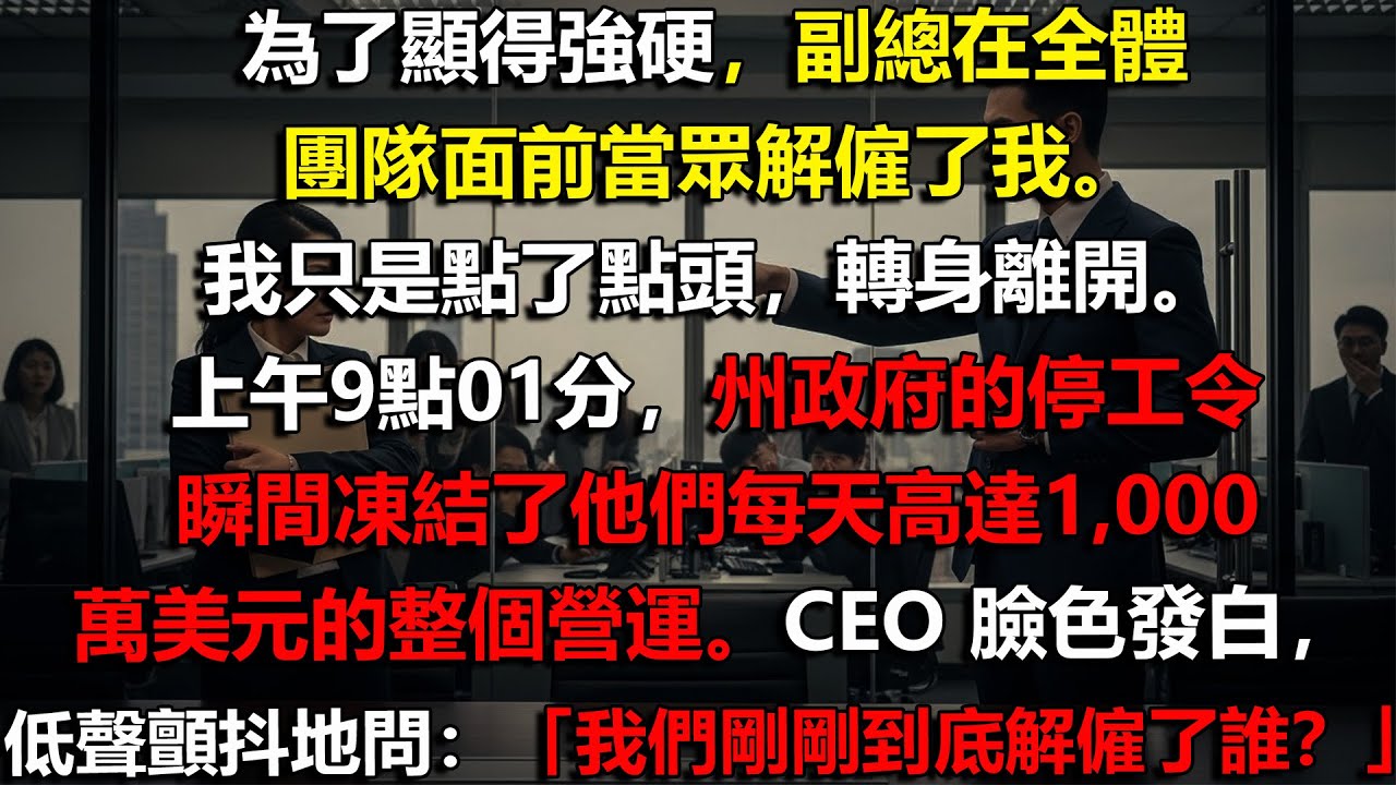 🔥 他當眾開除我｜⏰早上9:01 💥 他的1,000萬美元營運瞬間被全面凍結 💼 ⚡