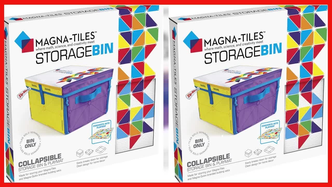 Magna-Tiles Storage Bin & Interactive Play-Mat, Collapsible Storage Bin with Handles for Playroom