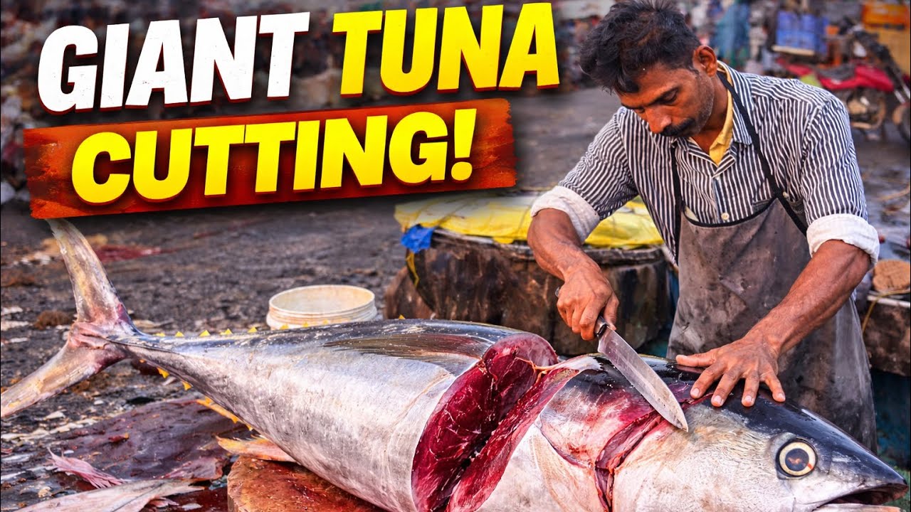 BIG GIANT TUNA FISH CUTTING SKILL•KERALA STYLE 