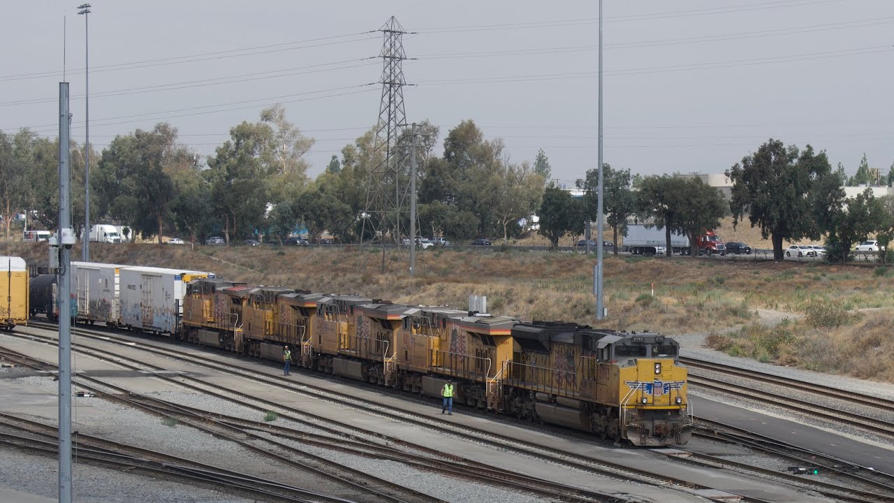 Union Pacific trains at Colton, CA in July 2025 
