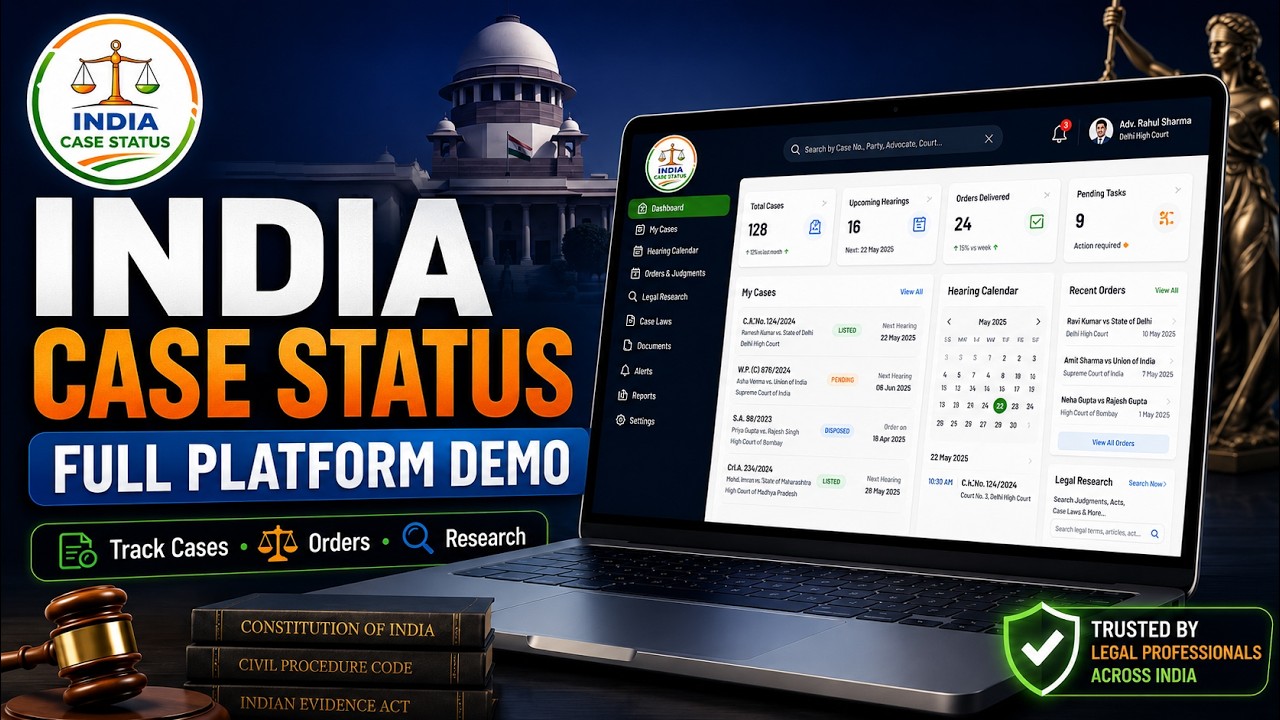 India Case Status Demo 2026 | Court Case Tracking, Legal Research & Litigation Management Platform