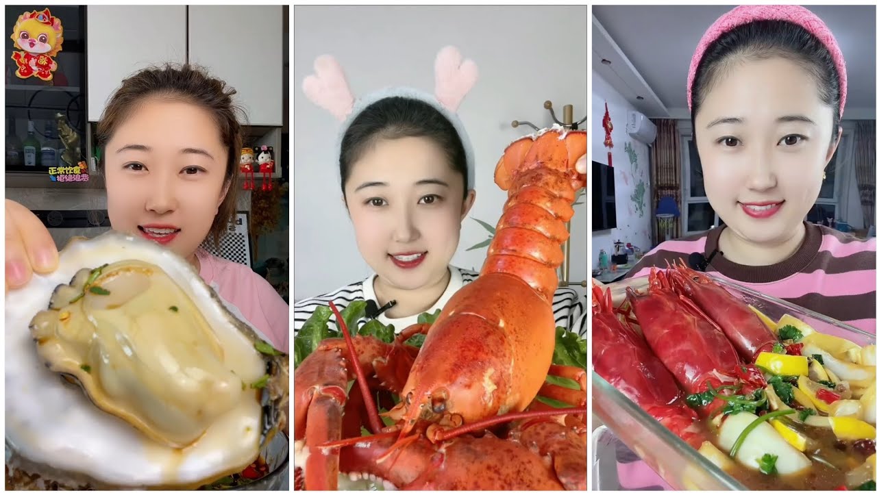 Seafood #69 challenge Eating Seafood, Shrim، Crap, Squid 😋😋{ Asmar} #oyster #salmon #shrim #lopster