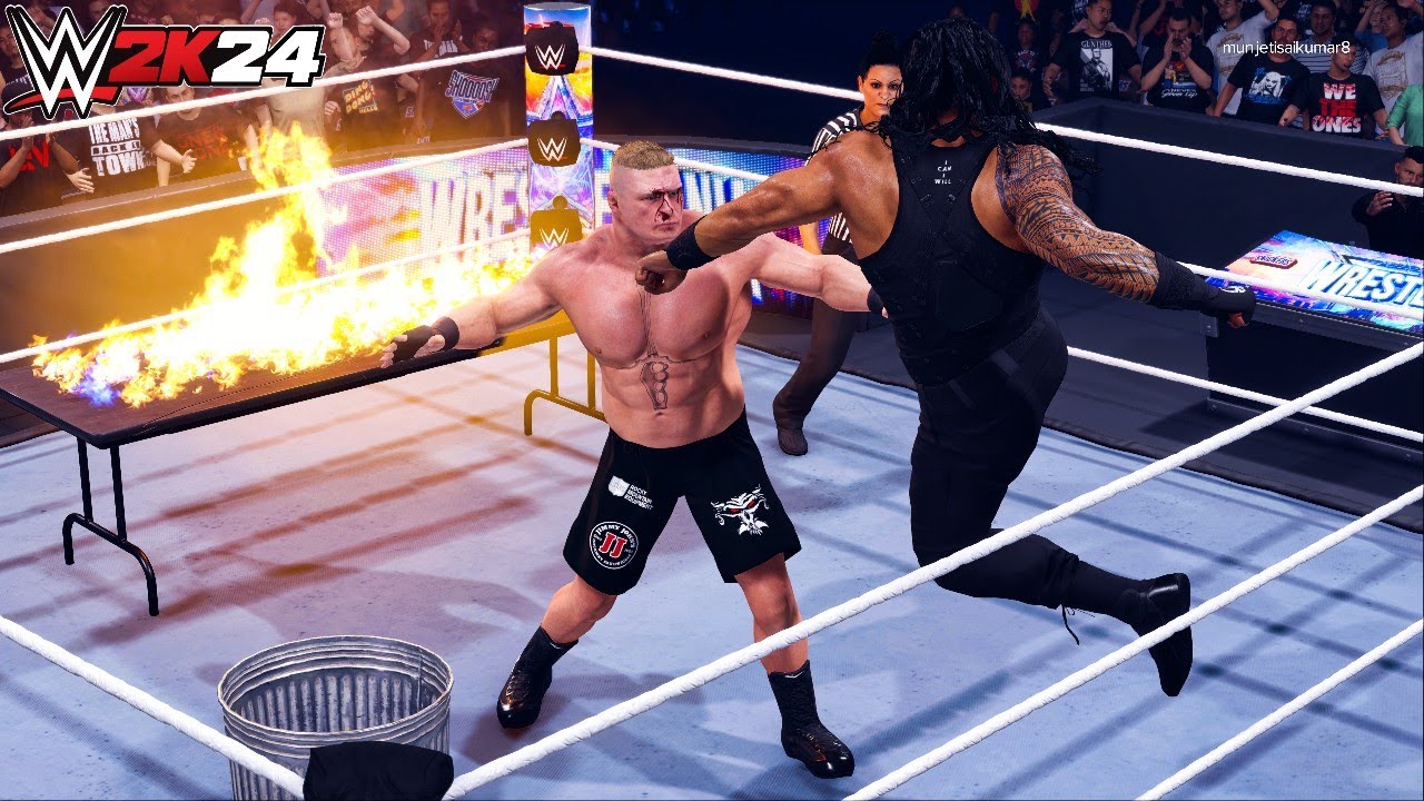 WWE 2k24 - Роман Рейнс '15 против Брока Леснара '14: Матч по экстремальным правилам на WrestleMania