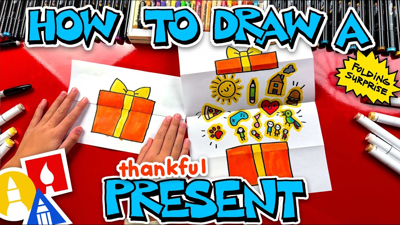 How To Draw A Thankful Present Folding Surprise