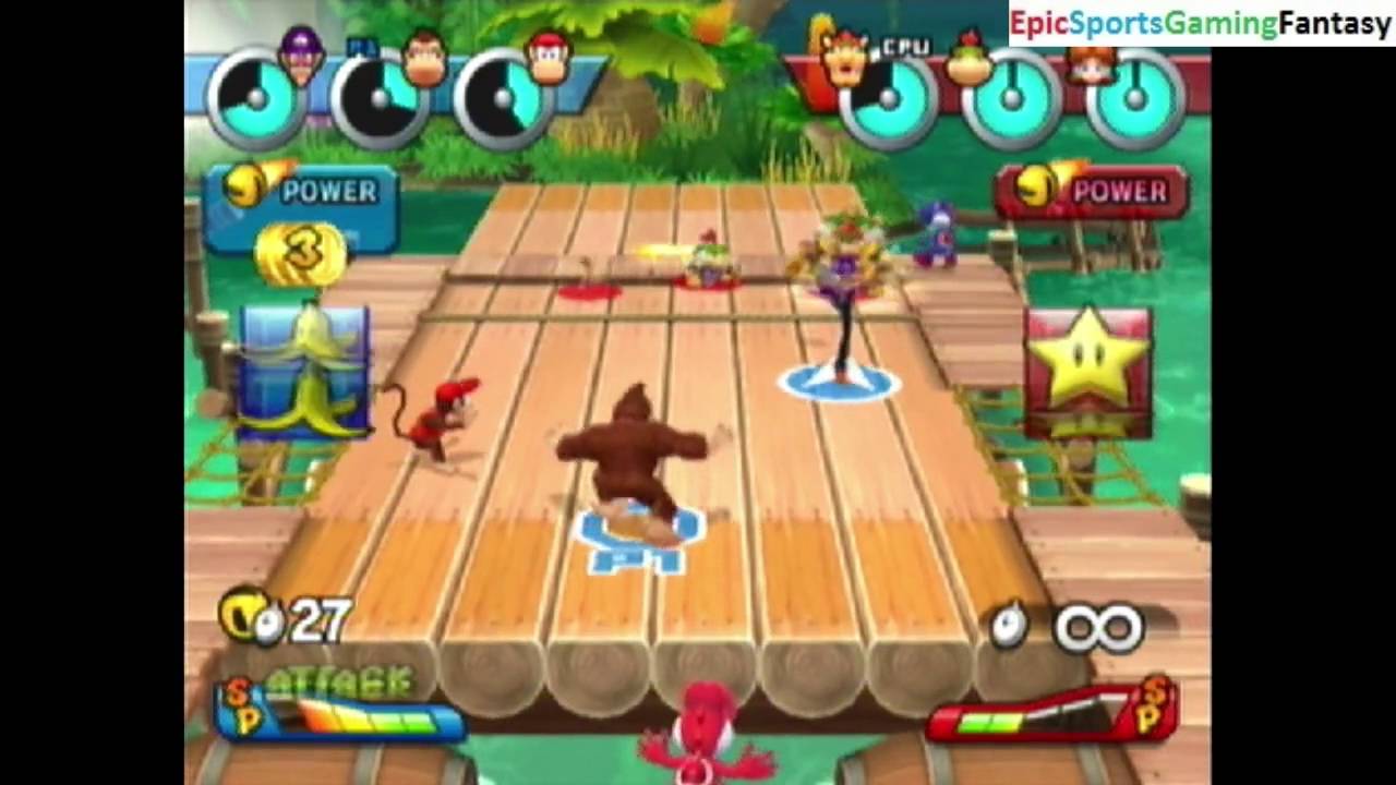 Mario Sports Mix Dodgeball Match #2 On The DK Dock Stage - Playing On Hard Difficulty As Waluigi
